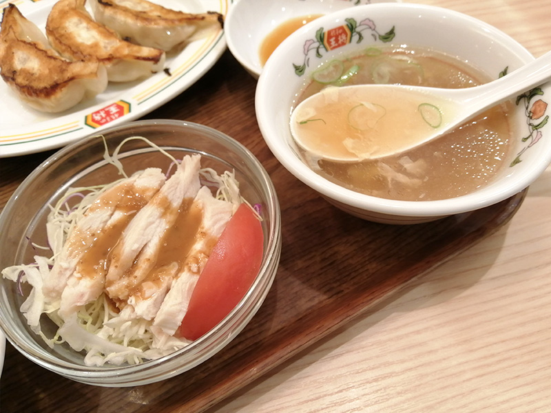 餃子の王将　イオン湯川店　炒飯セット　棒棒鶏　スープ